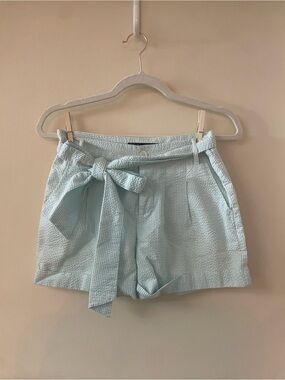Lauren James Mint Green Seersucker Bow Shorts XS
